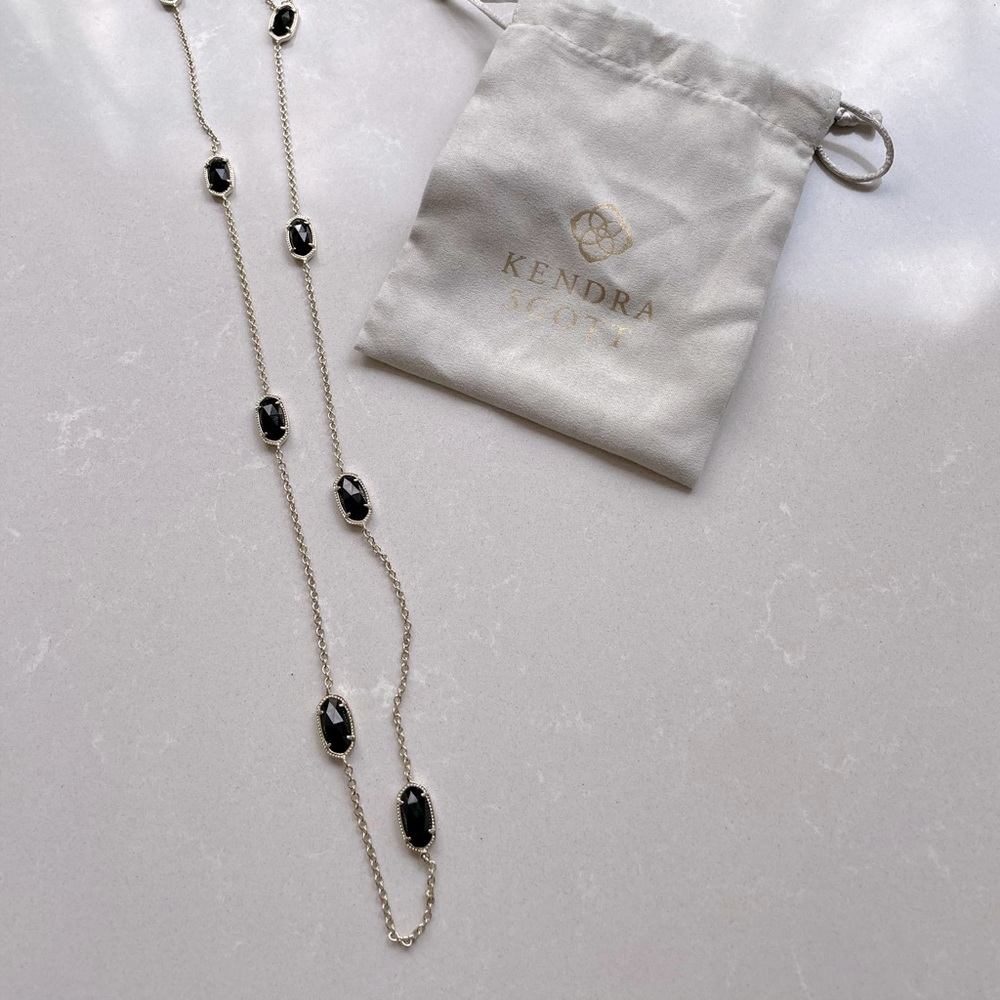 Kendra Scott Kellie necklace-Silver & Black Stones